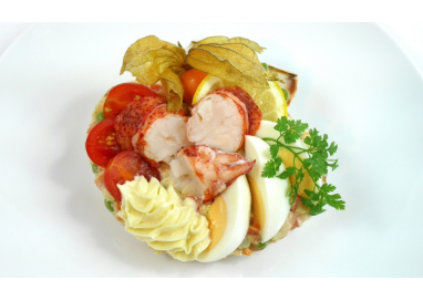 COQUILLE DE HOMARD, MACÉDOINE DE LÉGUMES