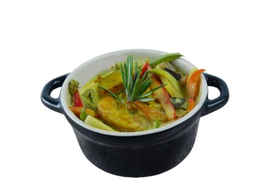 TIMBALE DE GAMBAS AU LAIT DE COCO ET CITRONNELLE