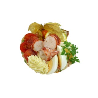 COQUILLE DE HOMARD, MACÉDOINE DE LÉGUMES